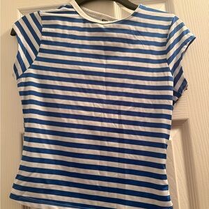 Blue and White Striped Top